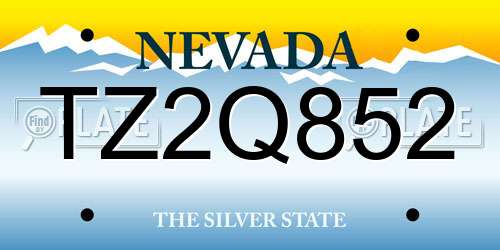 TZ2Q852 Nevada License Plate