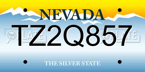 TZ2Q857 Nevada License Plate