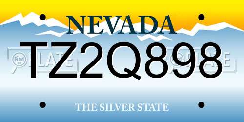 TZ2Q898 Nevada License Plate