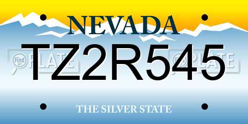 TZ2R545 Nevada License Plate