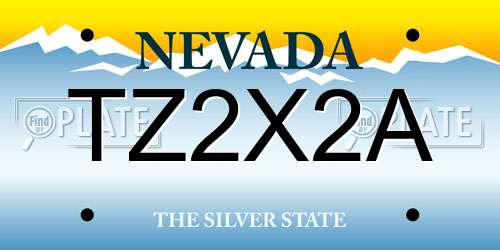TZ2X2A Nevada License Plate