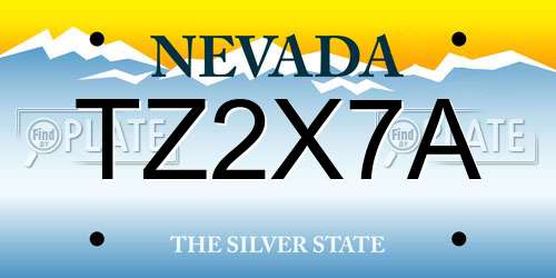 TZ2X7A Nevada License Plate