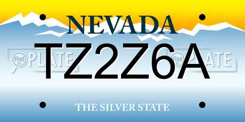 TZ2Z6A Nevada License Plate