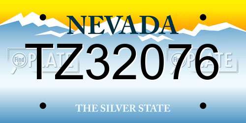TZ32076 Nevada License Plate