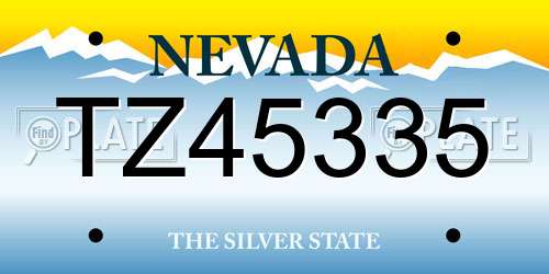 TZ45335 Nevada License Plate