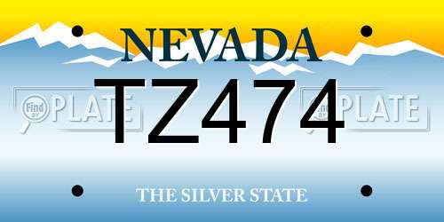TZ474 Nevada License Plate