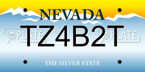 TZ4B2T Nevada License Plate