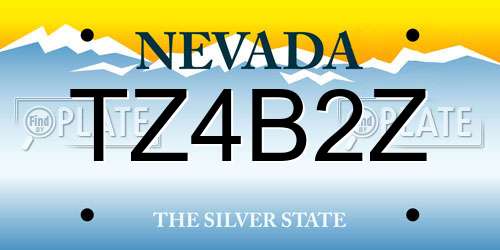 TZ4B2Z Nevada License Plate