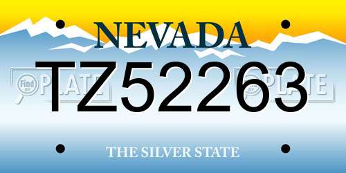TZ52263 Nevada License Plate