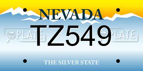 TZ549 Nevada License Plate