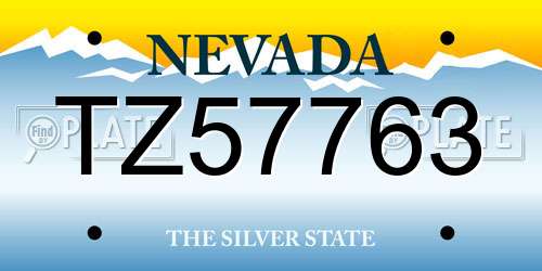 TZ57763 Nevada License Plate