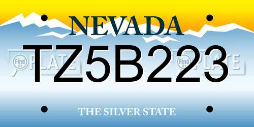TZ5B223 Nevada License Plate