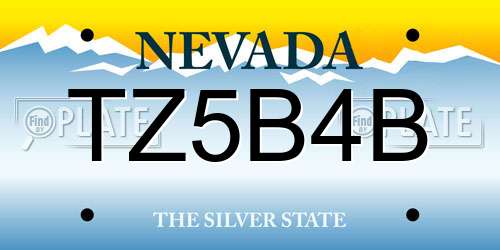 TZ5B4B Nevada License Plate