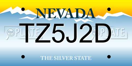 TZ5J2D Nevada License Plate