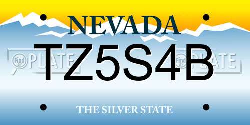 TZ5S4B Nevada License Plate