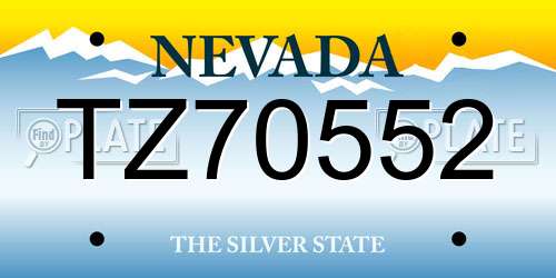 TZ70552 Nevada License Plate