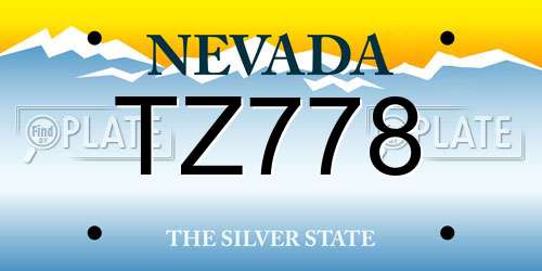 TZ778 Nevada License Plate