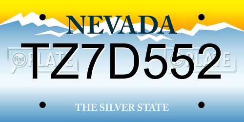 TZ7D552 Nevada License Plate