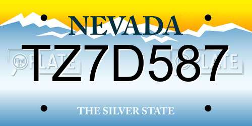 TZ7D587 Nevada License Plate