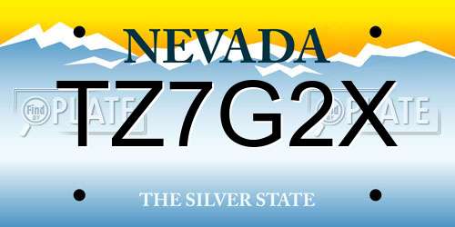 TZ7G2X Nevada License Plate