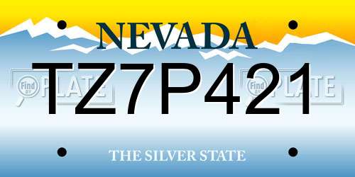 TZ7P421 Nevada License Plate