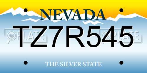 TZ7R545 Nevada License Plate
