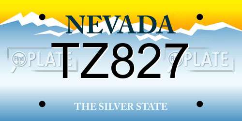 TZ827 Nevada License Plate