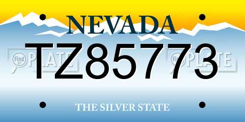 TZ85773 Nevada License Plate