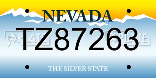 TZ87263 Nevada License Plate