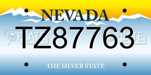 TZ87763 Nevada License Plate