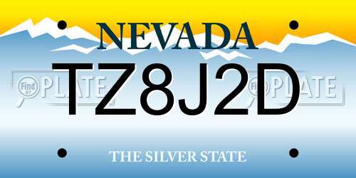 TZ8J2D Nevada License Plate