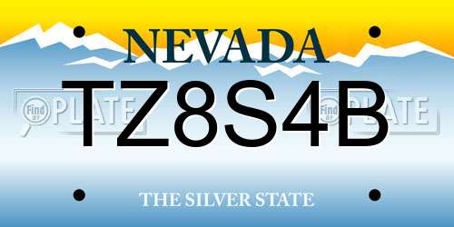 TZ8S4B Nevada License Plate