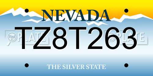 TZ8T263 Nevada License Plate