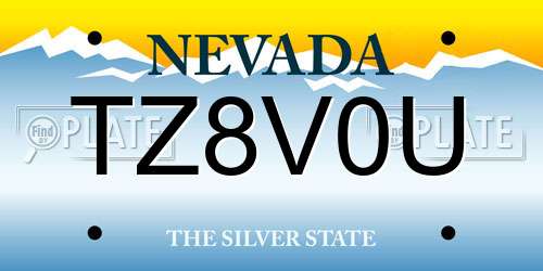 TZ8V0U Nevada License Plate