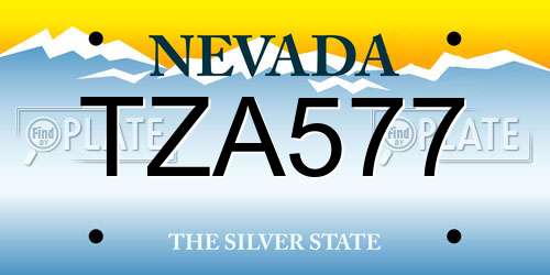 TZA577 Nevada License Plate