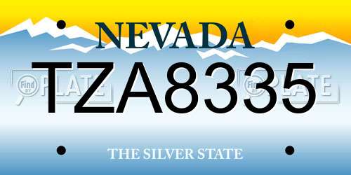 TZA8335 Nevada License Plate