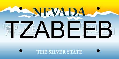 TZABEEB Nevada License Plate