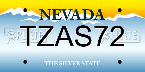 TZAS72 Nevada License Plate