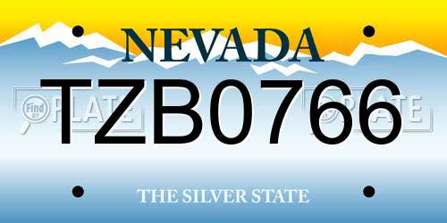 TZB0766 Nevada License Plate