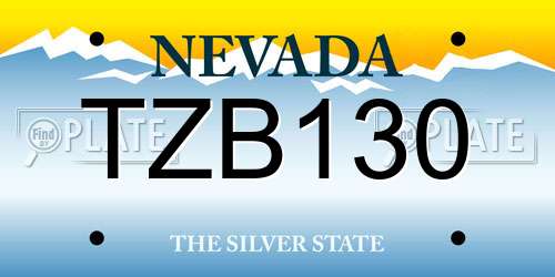 TZB130 Nevada License Plate