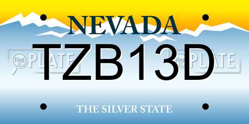 TZB13D Nevada License Plate