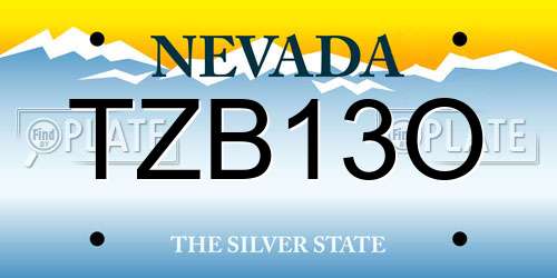 TZB13O Nevada License Plate