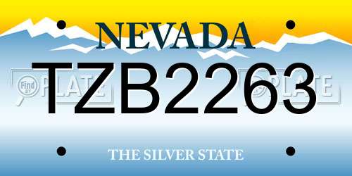 TZB2263 Nevada License Plate