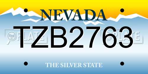 TZB2763 Nevada License Plate