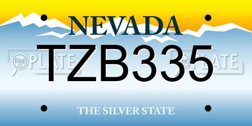 TZB335 Nevada License Plate