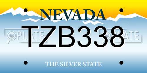 TZB338 Nevada License Plate