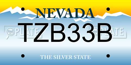TZB33B Nevada License Plate