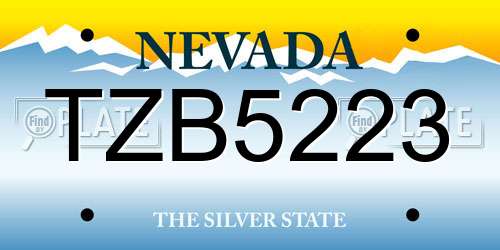 TZB5223 Nevada License Plate
