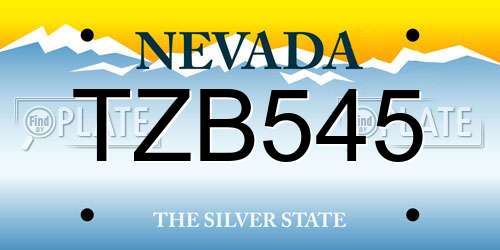 TZB545 Nevada License Plate