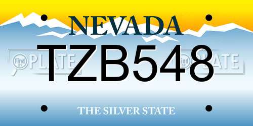 TZB548 Nevada License Plate
